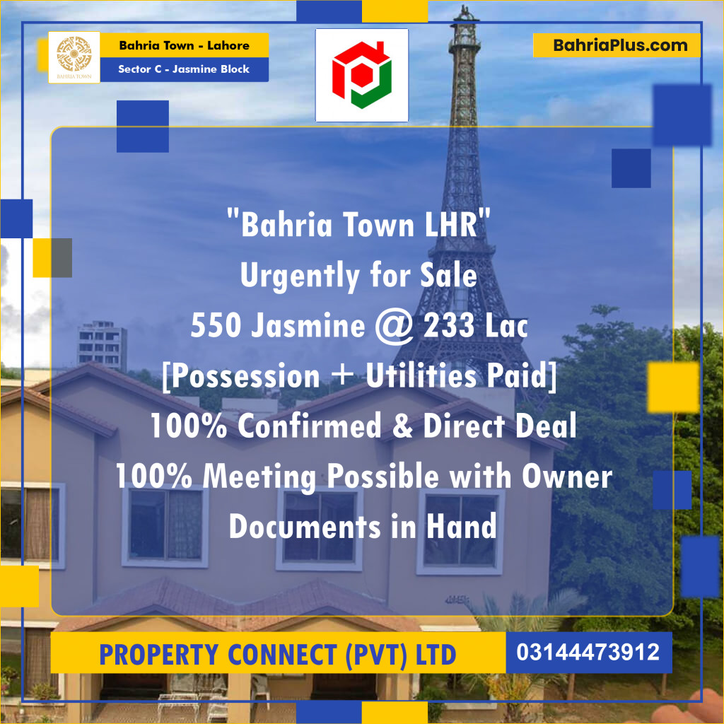 10 Marla Residential Plot for Sale in Sector C - Jasmine Block -  Bahria Town, Lahore - (BP-290700)