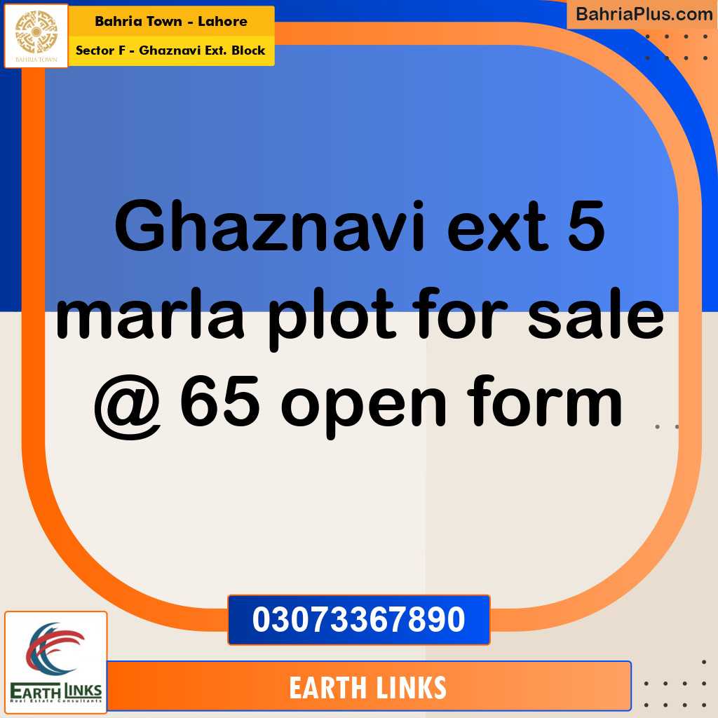 5 Marla Residential Plot for Sale in Sector F - Ghaznavi Ext. Block -  Bahria Town, Lahore - (BP-290705)
