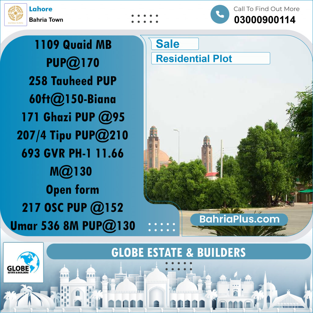 Residential Plot for Sale in Bahria Town, Lahore - (BP-290710)