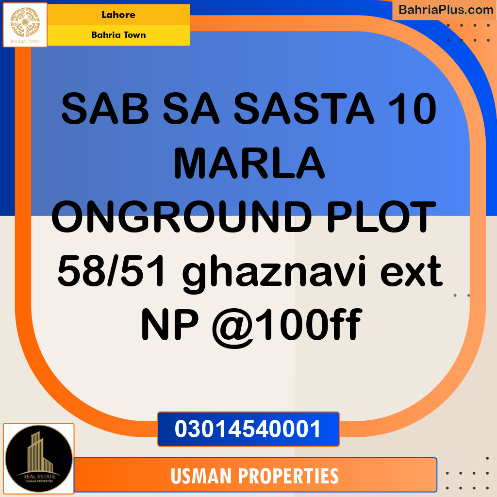 Residential Plot for Sale in Bahria Town, Lahore - (BP-290715)