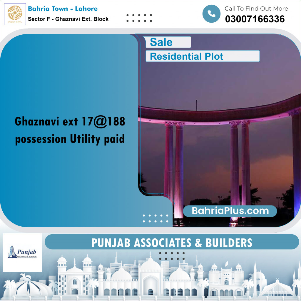 Residential Plot for Sale in Sector F - Ghaznavi Ext. Block -  Bahria Town, Lahore - (BP-290792)
