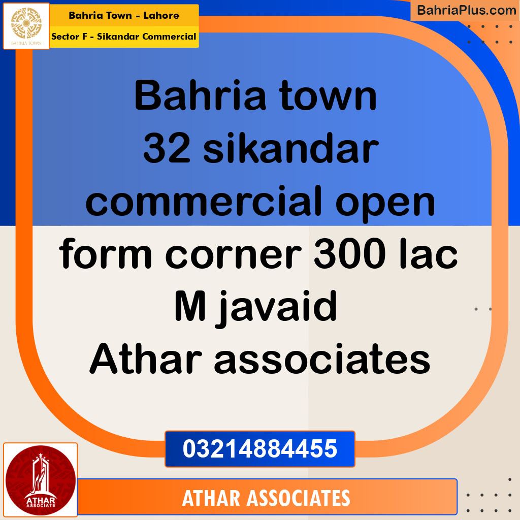 5 Marla Commercial Plot for Sale in Sector F - Sikandar Commercial -  Bahria Town, Lahore - (BP-290793)