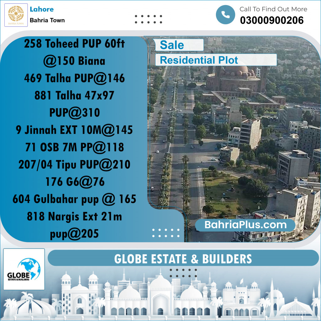 Residential Plot for Sale in Bahria Town, Lahore - (BP-290831)