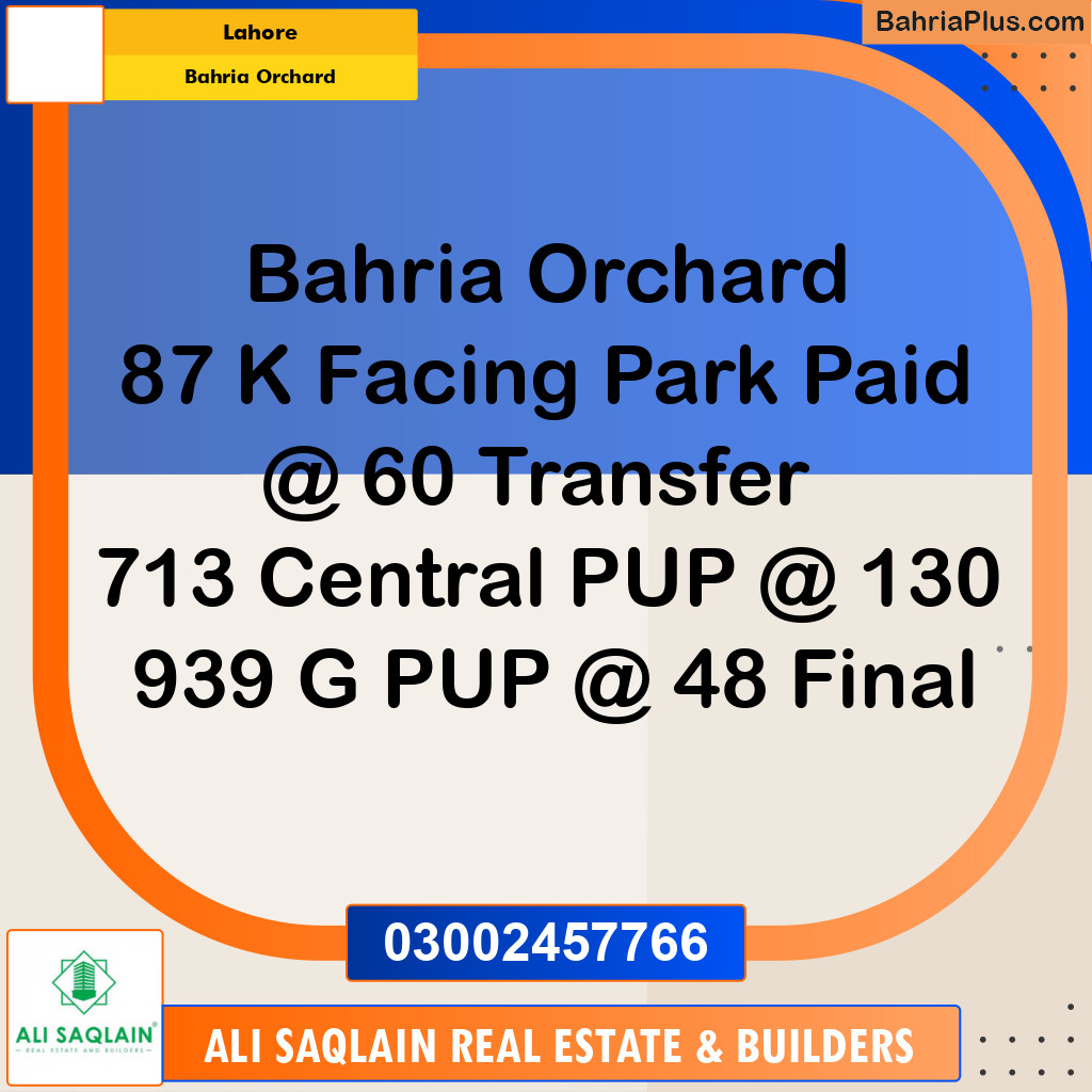 Residential Plot for Sale in Bahria Orchard, Lahore - (BP-290854)