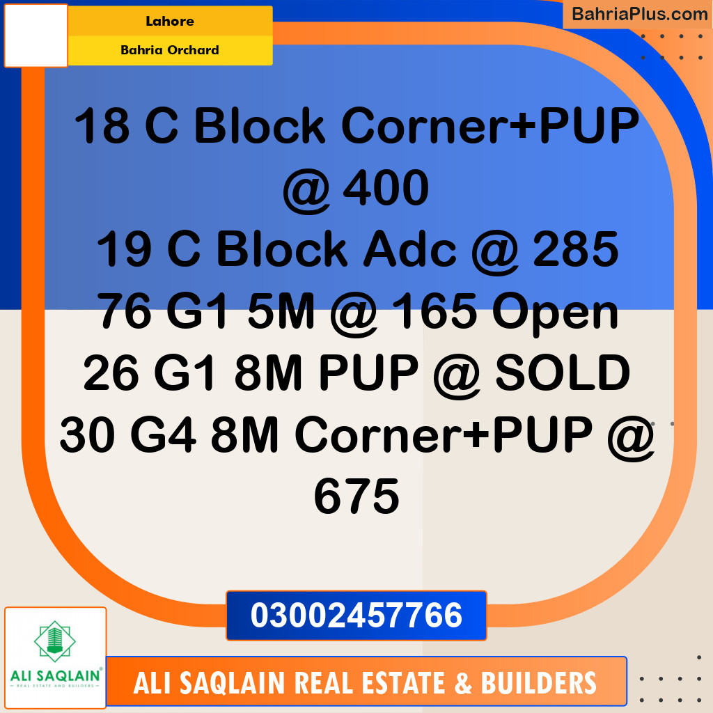 Commercial Plot for Sale in Bahria Orchard, Lahore - (BP-290857)
