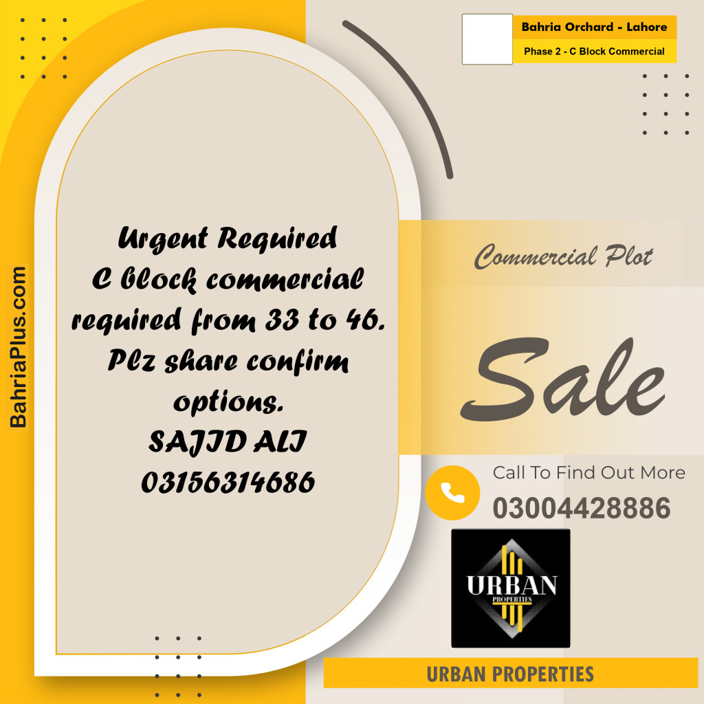 4 Marla Commercial Plot for Sale in Phase 2 - C Block Commercial -  Bahria Orchard, Lahore - (BP-290865)