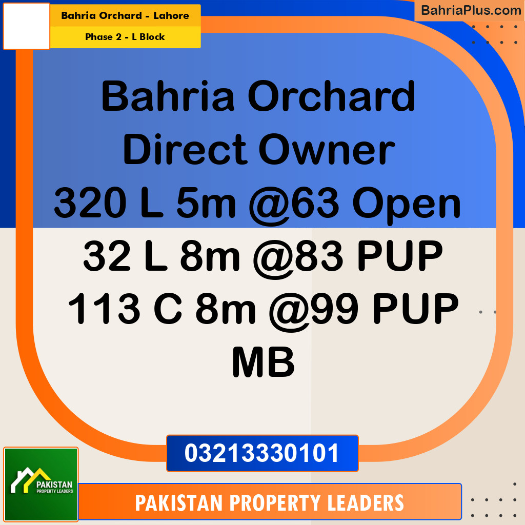 5 Marla Residential Plot for Sale in Phase 2 - L Block -  Bahria Orchard, Lahore - (BP-290922)