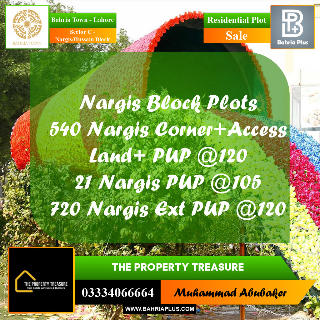 Residential Plot for Sale in Sector C - Nargis/Hussain Block -  Bahria Town, Lahore - (BP-290929)