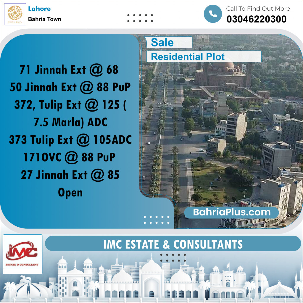 Residential Plot for Sale in Bahria Town, Lahore - (BP-290937)