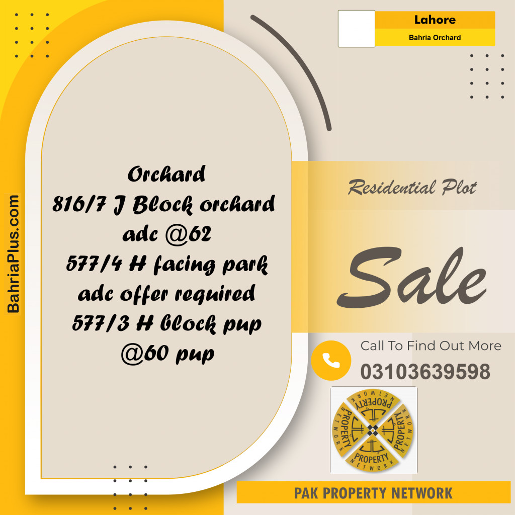 Residential Plot for Sale in Bahria Orchard, Lahore - (BP-290956)