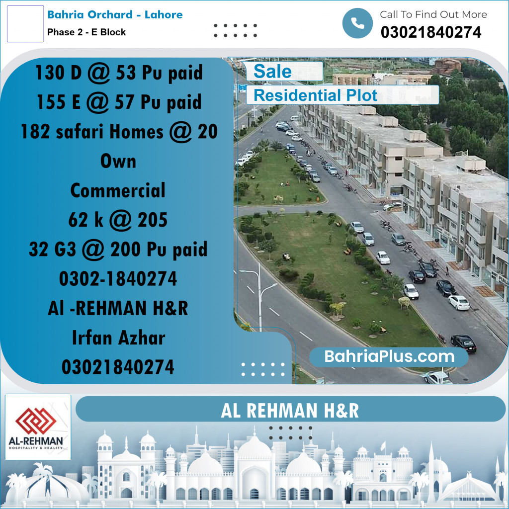 5 Marla Residential Plot for Sale in Phase 2 - E Block -  Bahria Orchard, Lahore - (BP-291052)