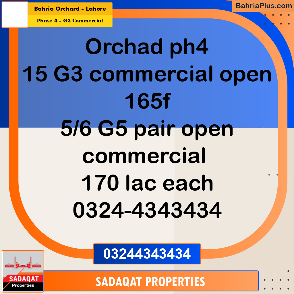 5 Marla Commercial Plot for Sale in Phase 4 - G3 Commercial -  Bahria Orchard, Lahore - (BP-291066)