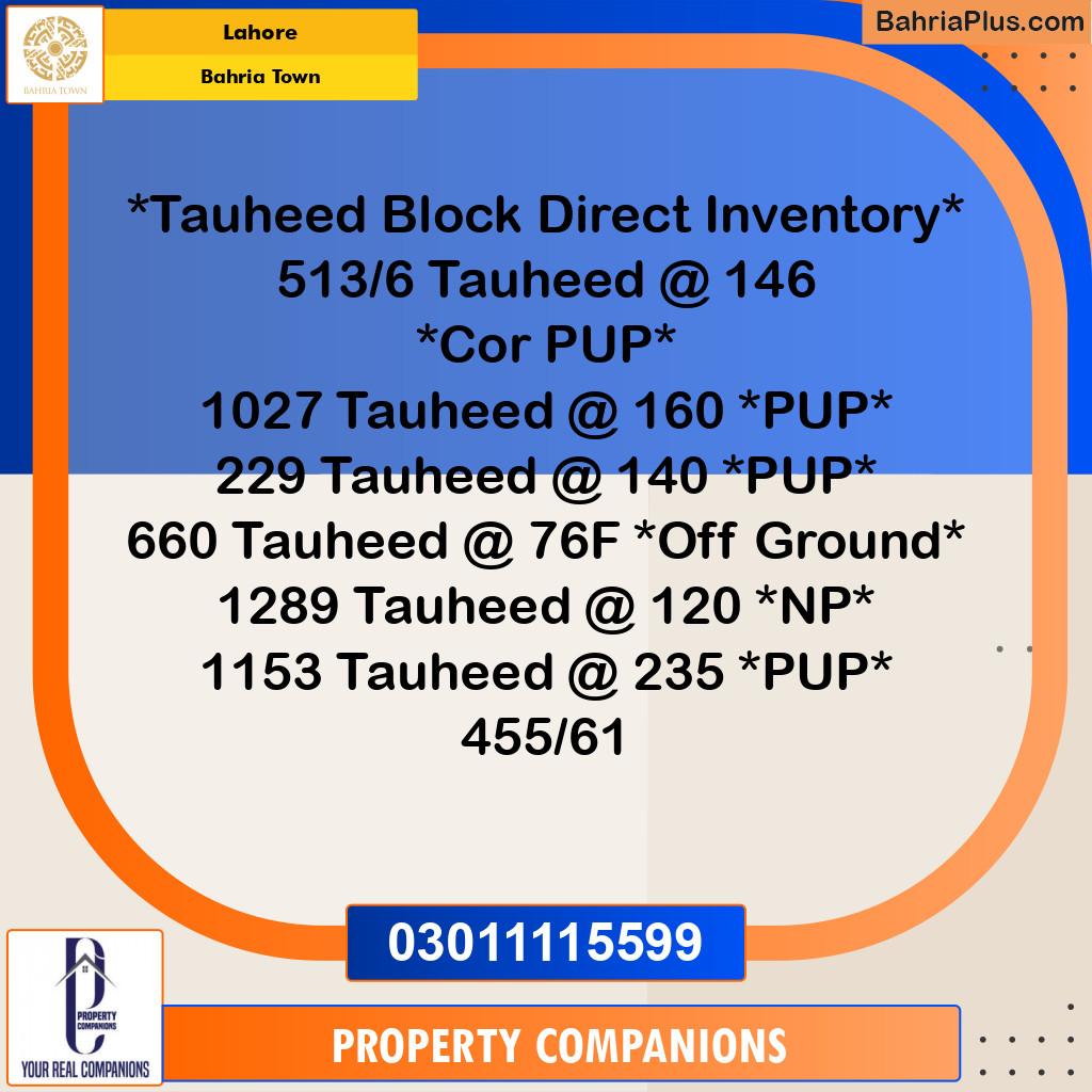 Residential Plot for Sale in Bahria Town, Lahore - (BP-291073)