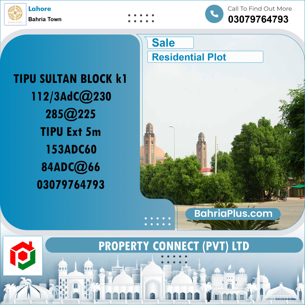 Residential Plot for Sale in Bahria Town, Lahore - (BP-291079)