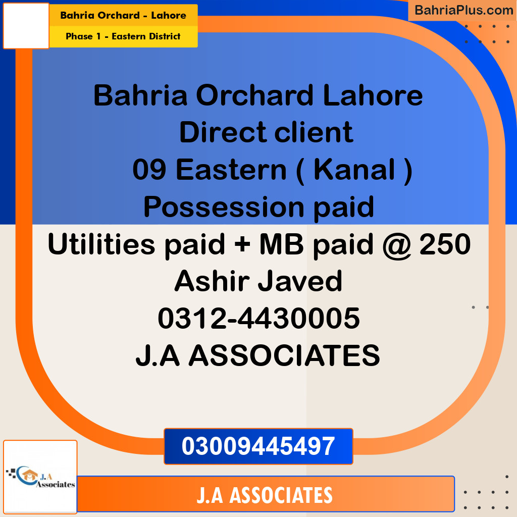 1 Kanal Residential Plot for Sale in Phase 1 - Eastern District -  Bahria Orchard, Lahore - (BP-291116)