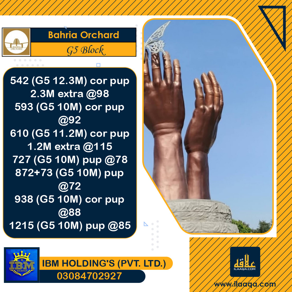10 Marla Residential Plot for Sale in Phase 4 - G5 Block -  Bahria Orchard, Lahore - (BP-291136)