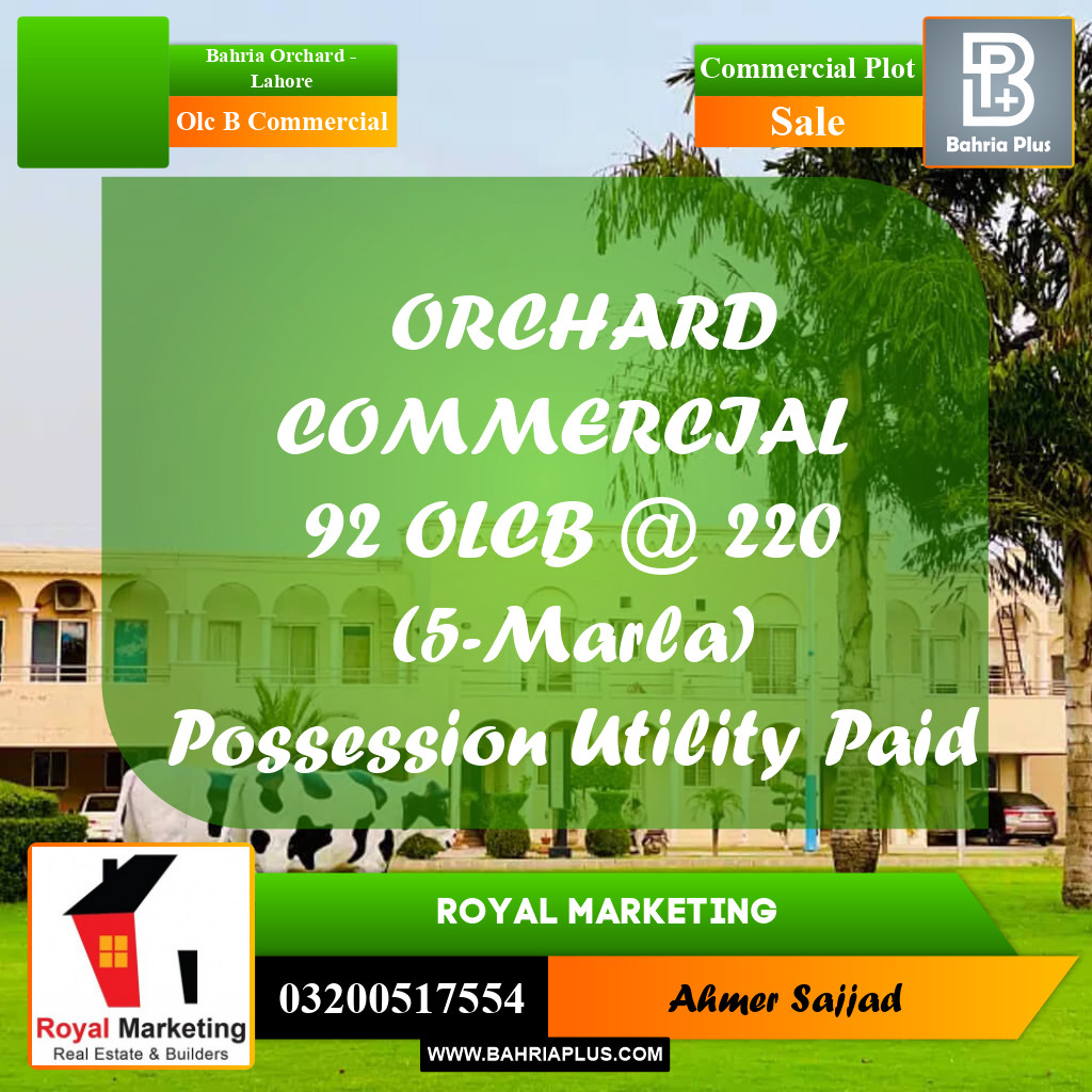 Commercial Plot for Sale in OLC B Commercial -  Bahria Orchard, Lahore - (BP-291168)