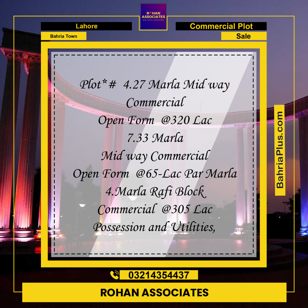 4 Marla Commercial Plot for Sale in Bahria Town, Lahore - (BP-291191)
