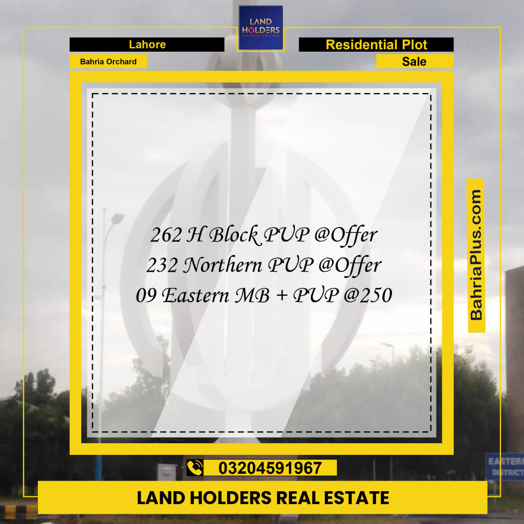 Residential Plot for Sale in Bahria Orchard, Lahore - (BP-291207)
