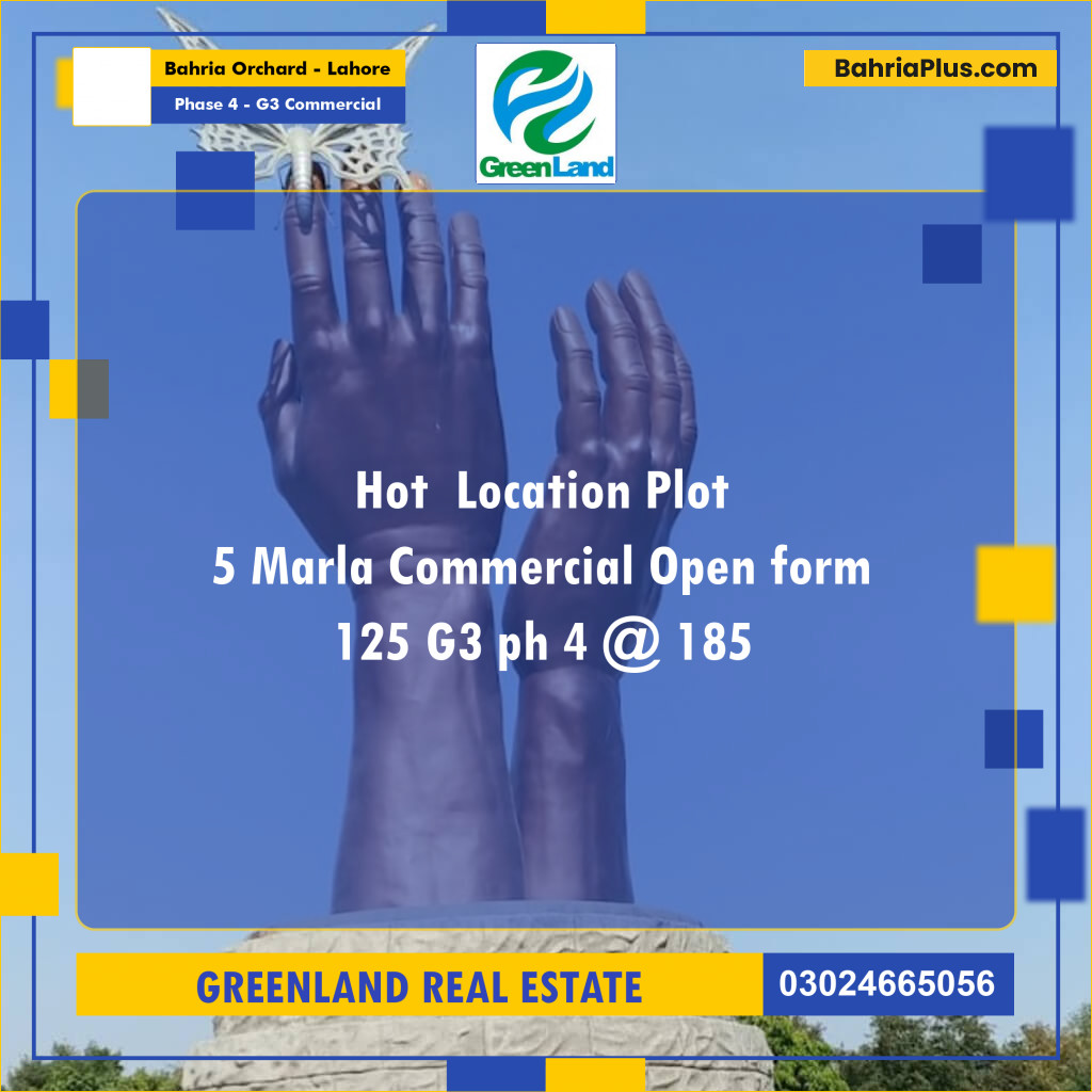 5 Marla Commercial Plot for Sale in Phase 4 - G3 Commercial -  Bahria Orchard, Lahore - (BP-291208)