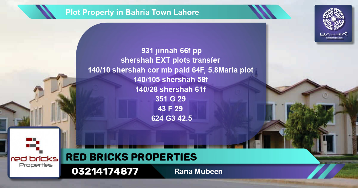 Residential Plot for Sale in Bahria Town, Lahore - (BP-29121)