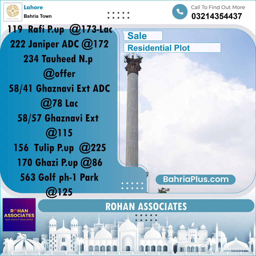 Residential Plot for Sale in Bahria Town, Lahore - (BP-291211)