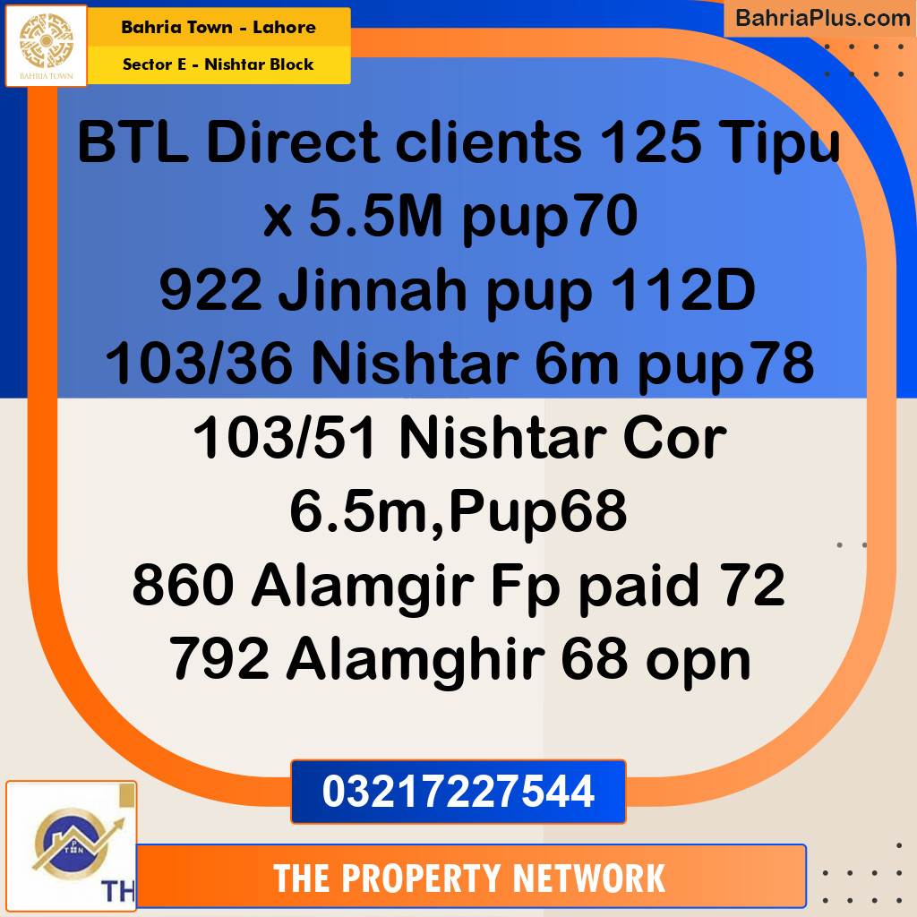 5 Marla Residential Plot for Sale in Sector E - Nishtar Block -  Bahria Town, Lahore - (BP-291219)