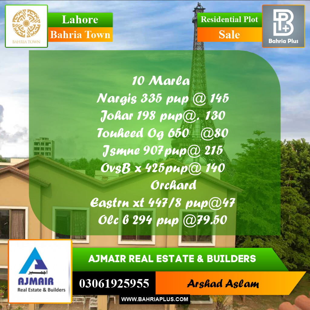 Residential Plot for Sale in Bahria Town, Lahore - (BP-291303)