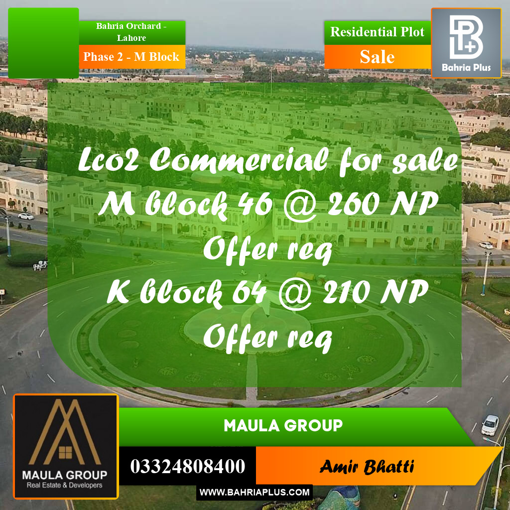 5 Marla Residential Plot for Sale in Phase 2 - M Block -  Bahria Orchard, Lahore - (BP-291304)
