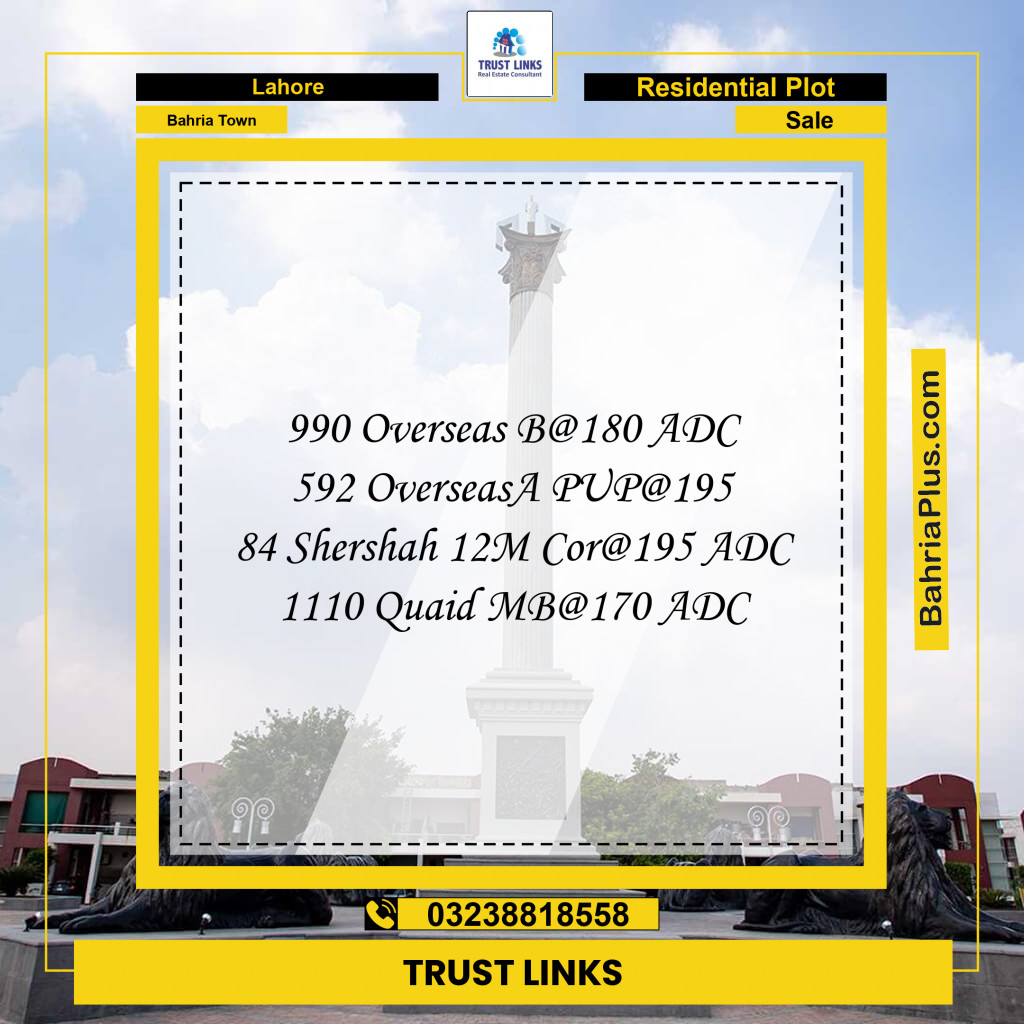 Residential Plot for Sale in Bahria Town, Lahore - (BP-291322)