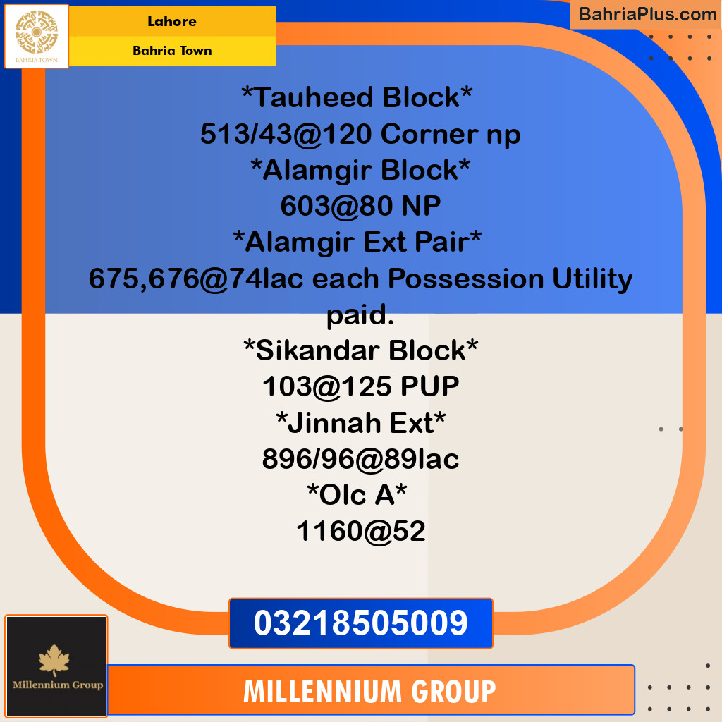 Residential Plot for Sale in Bahria Town, Lahore - (BP-291324)