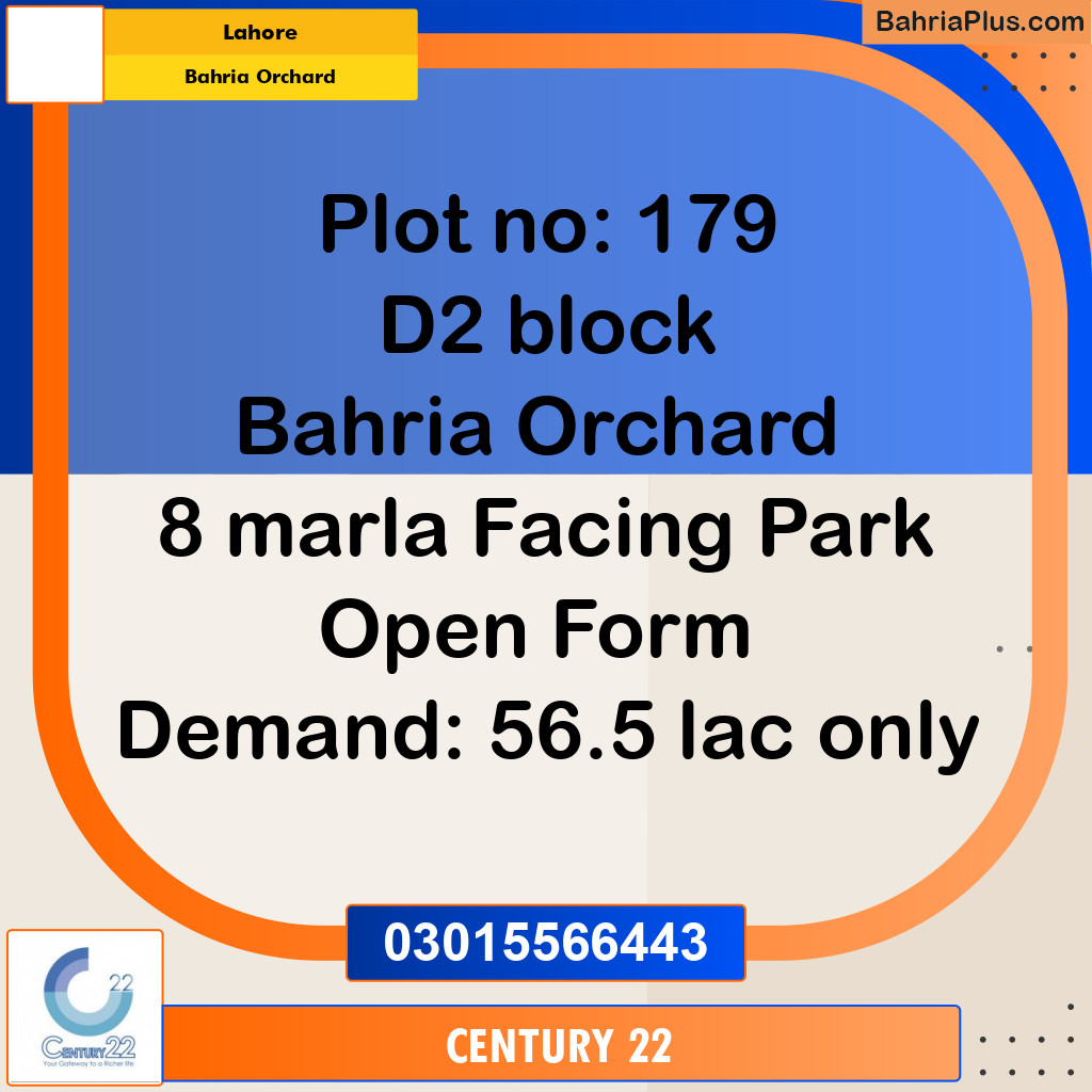 8 Marla Residential Plot for Sale in Bahria Orchard, Lahore - (BP-291420)