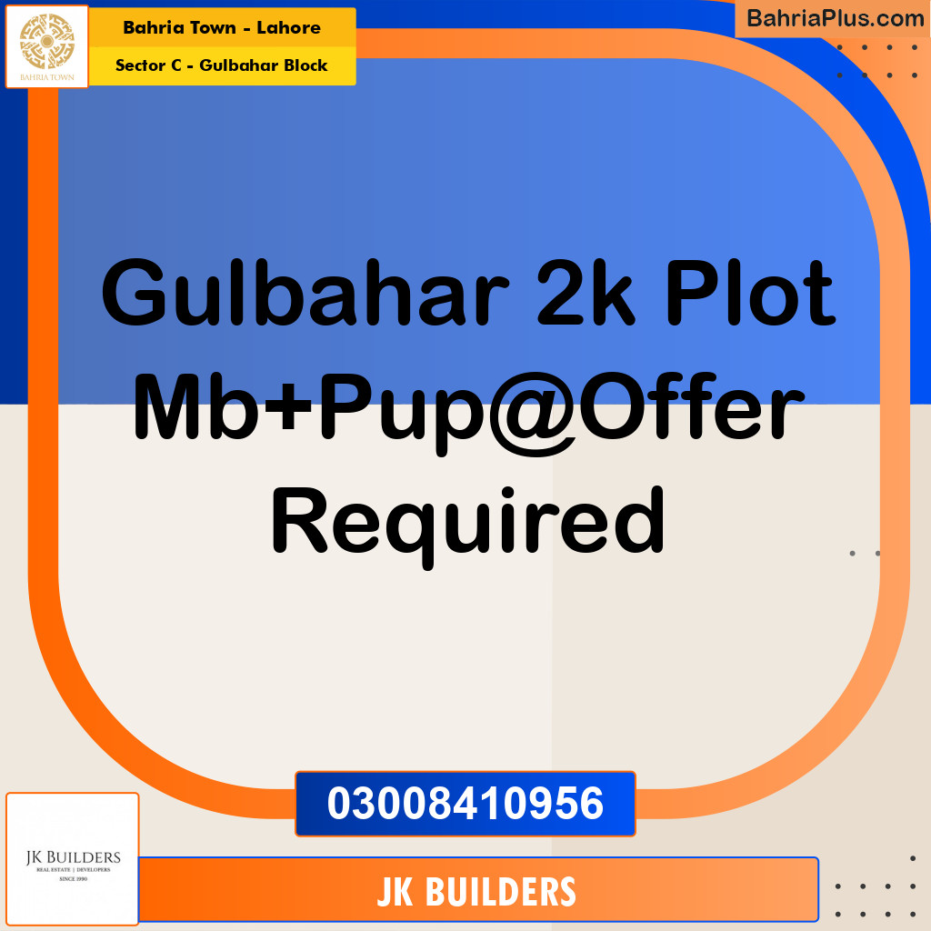 2 Kanal Residential Plot for Sale in Sector C - Gulbahar Block -  Bahria Town, Lahore - (BP-291483)