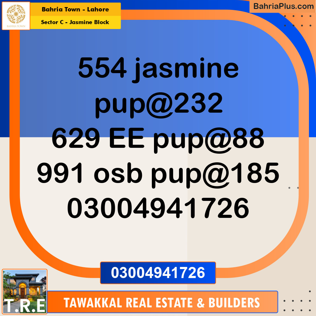 10 Marla Residential Plot for Sale in Sector C - Jasmine Block -  Bahria Town, Lahore - (BP-291514)