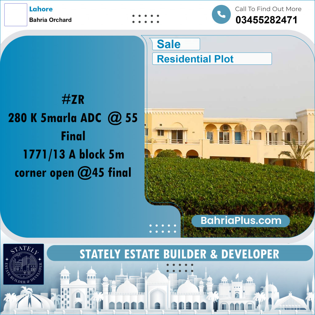 Residential Plot for Sale in Bahria Orchard, Lahore - (BP-291583)
