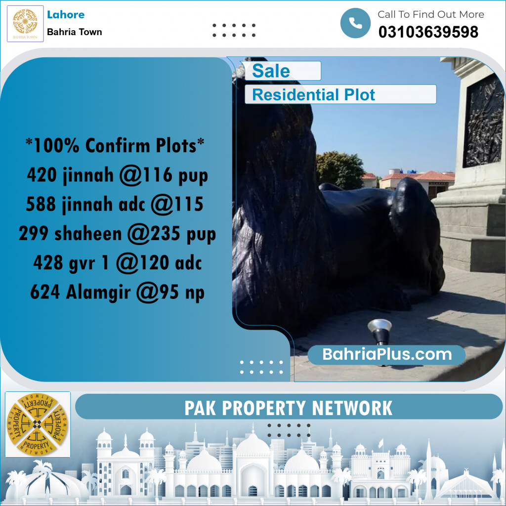 Residential Plot for Sale in Bahria Town, Lahore - (BP-291589)