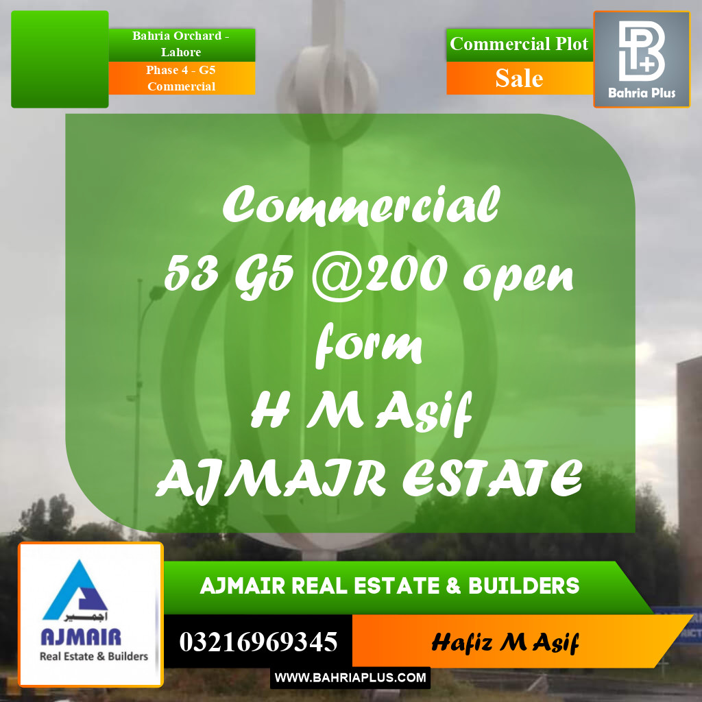 5 Marla Commercial Plot for Sale in Phase 4 - G5 Commercial -  Bahria Orchard, Lahore - (BP-291608)