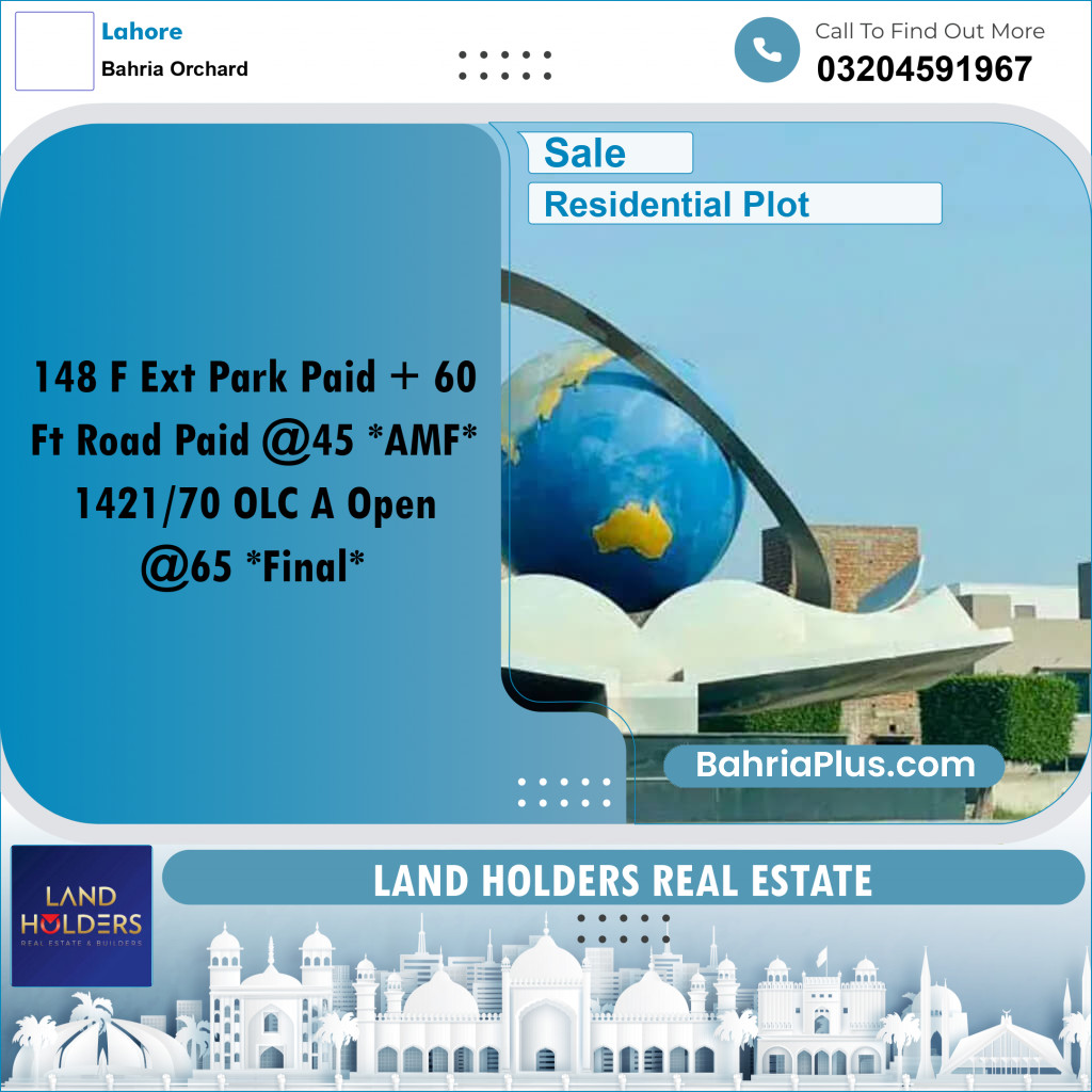 Residential Plot for Sale in Bahria Orchard, Lahore - (BP-291627)