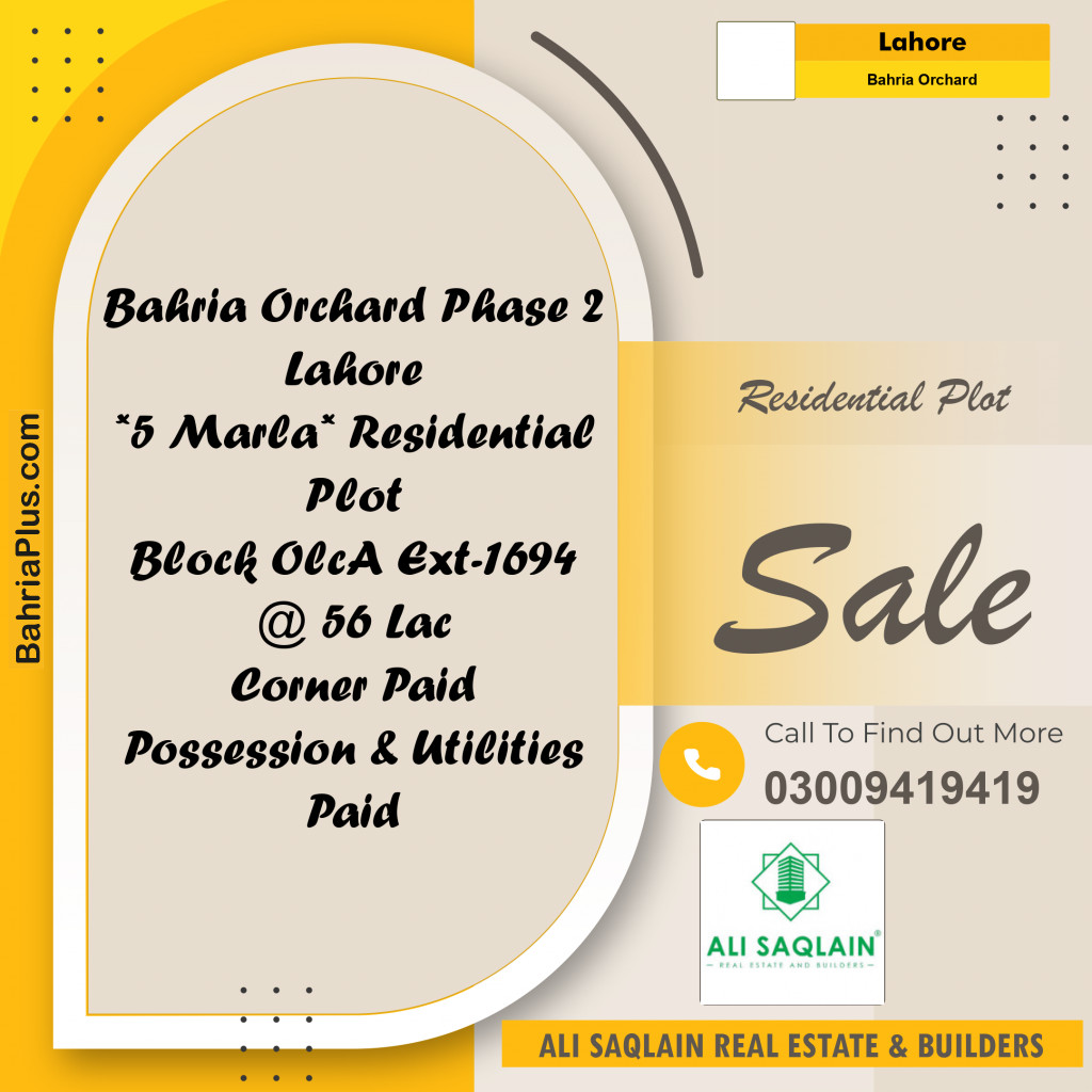 Residential Plot for Sale in Bahria Orchard, Lahore - (BP-291744)