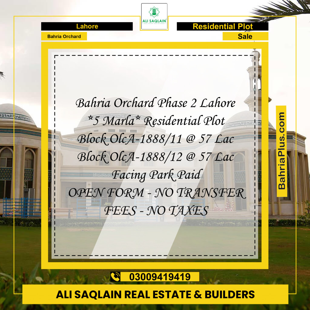 Residential Plot for Sale in Bahria Orchard, Lahore - (BP-291751)