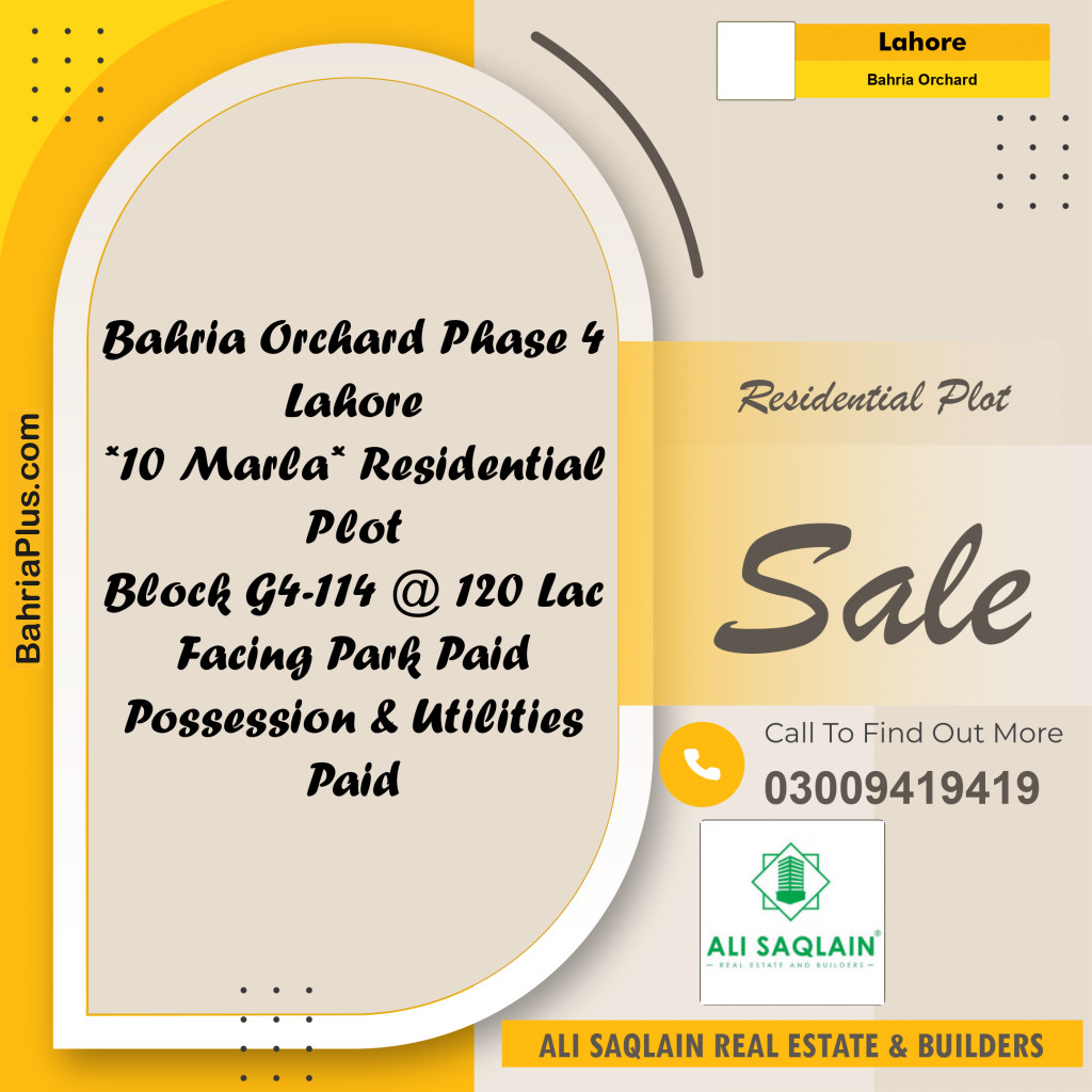 Residential Plot for Sale in Bahria Orchard, Lahore - (BP-291755)