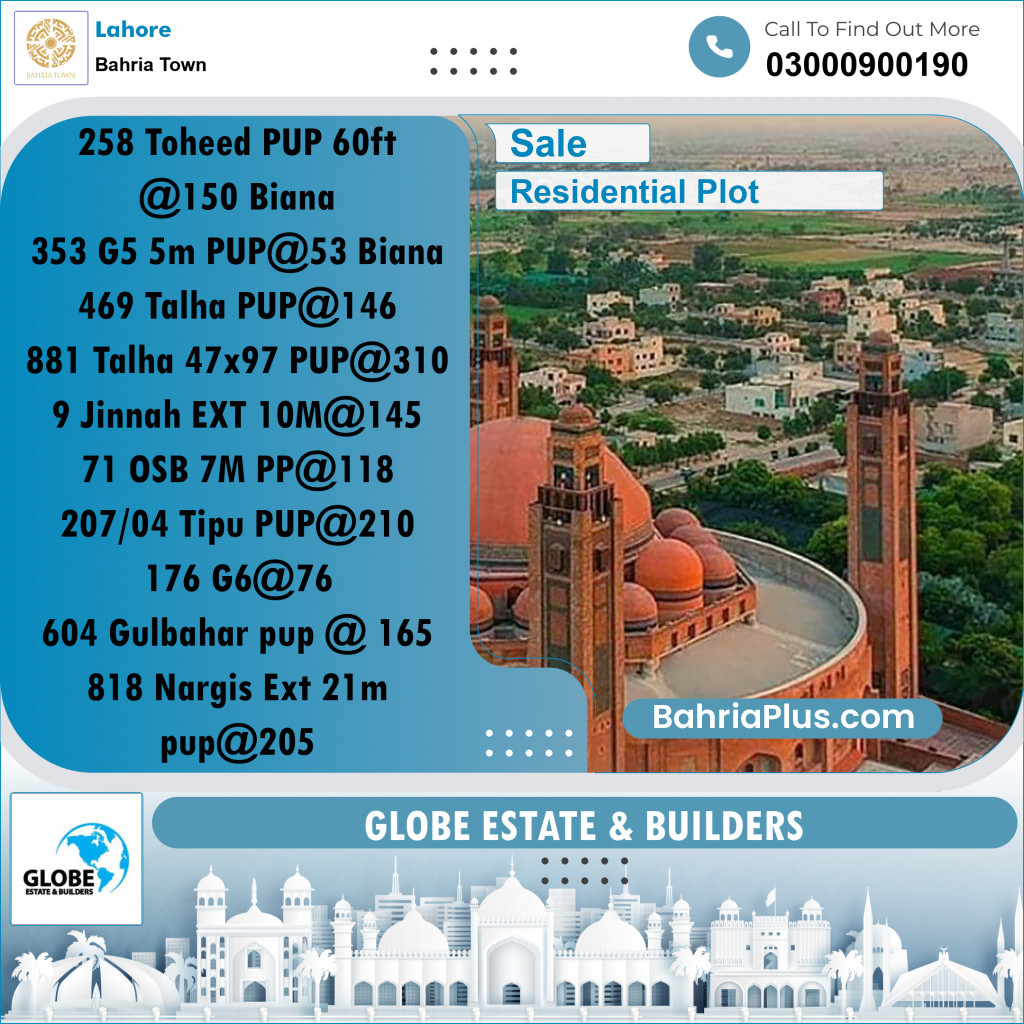 Residential Plot for Sale in Bahria Town, Lahore - (BP-291757)