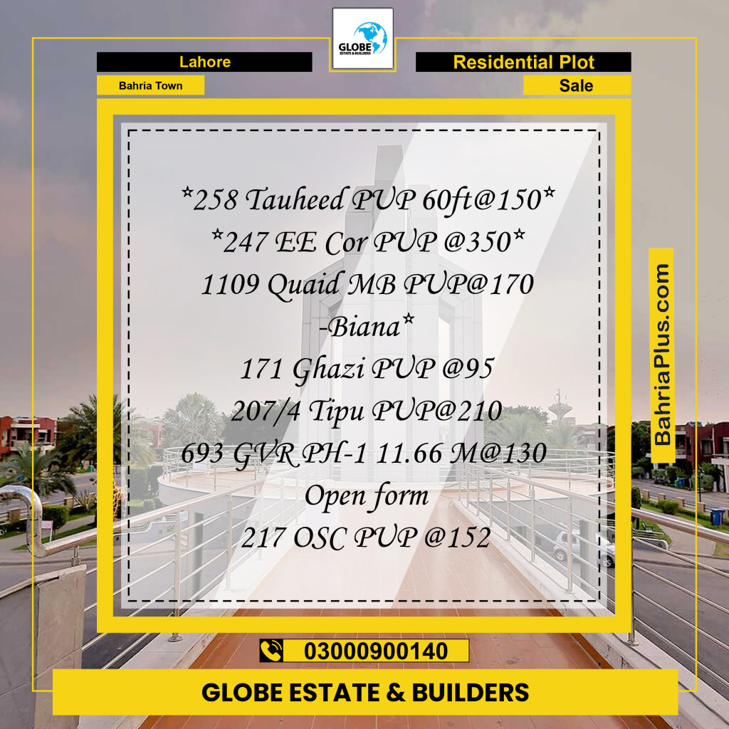 Residential Plot for Sale in Bahria Town, Lahore - (BP-291760)