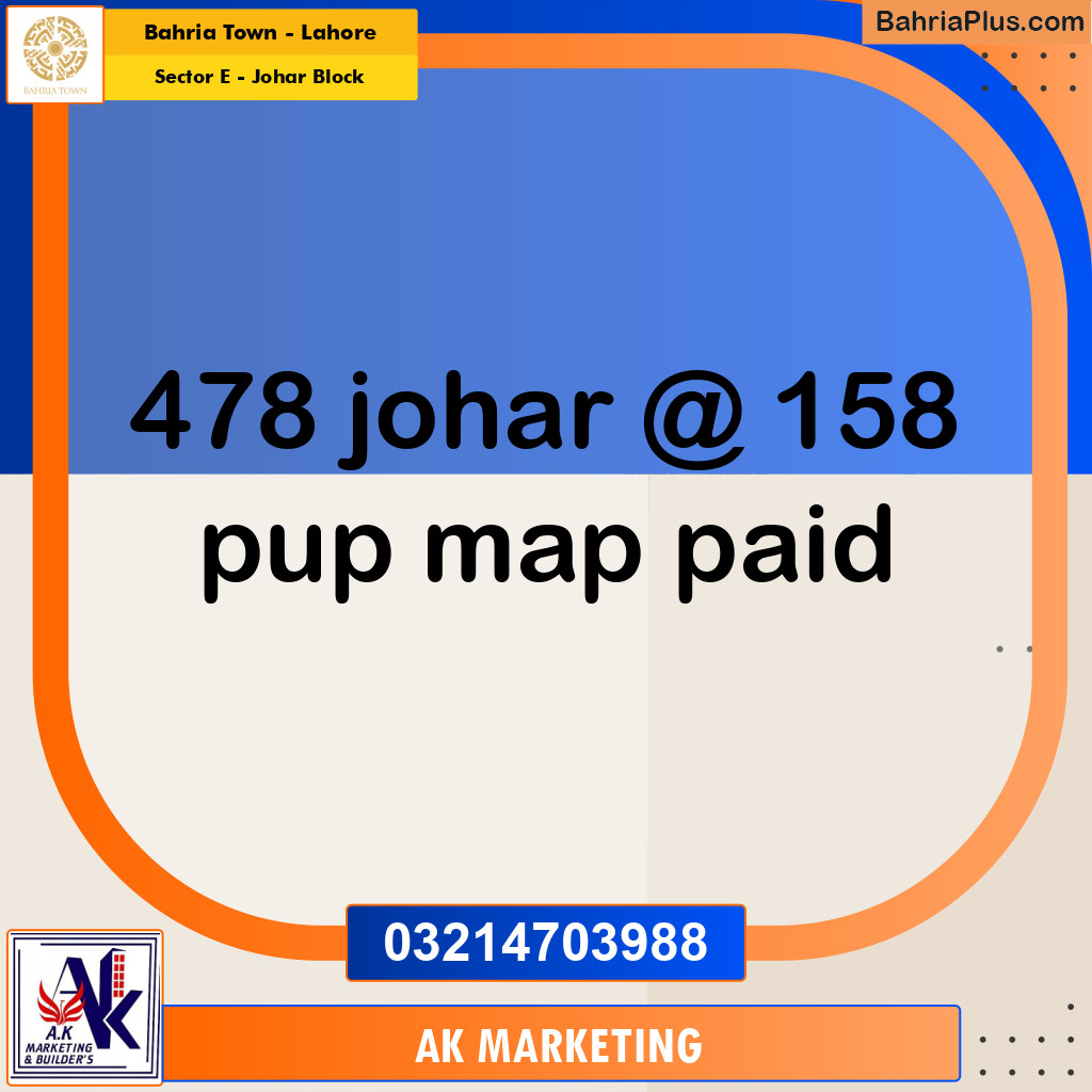 Residential Plot for Sale in Sector E - Johar Block -  Bahria Town, Lahore - (BP-291805)