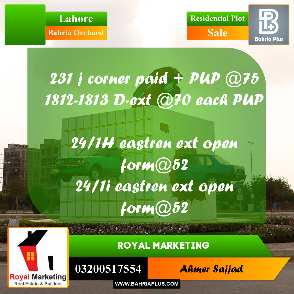 Residential Plot for Sale in Bahria Orchard, Lahore - (BP-291865)