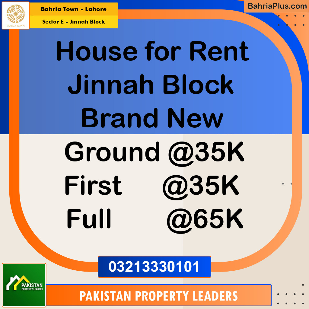 5 Marla Residential House for Rent in Sector E - Jinnah Block -  Bahria Town, Lahore - (BP-291946)