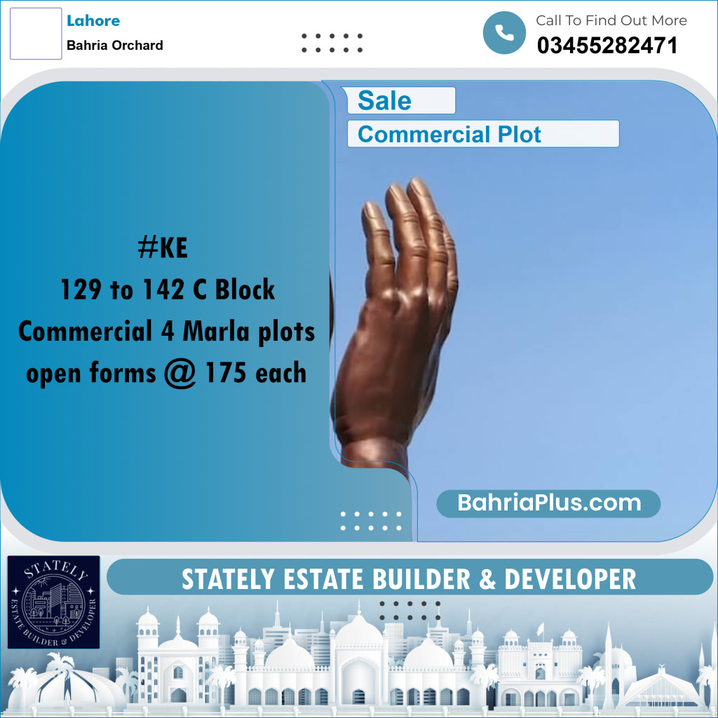 4 Marla Commercial Plot for Sale in Bahria Orchard, Lahore - (BP-291983)