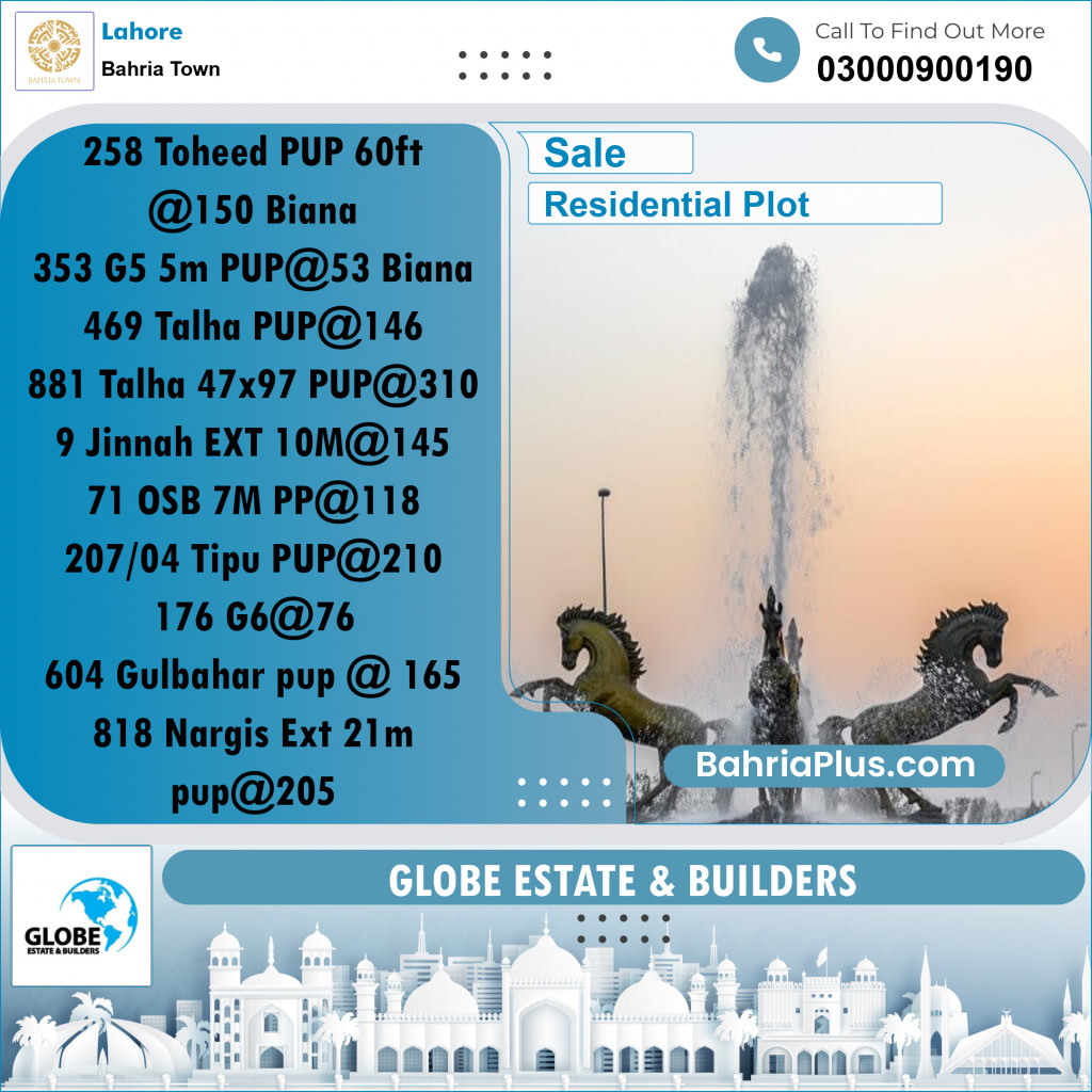 Residential Plot for Sale in Bahria Town, Lahore - (BP-292002)
