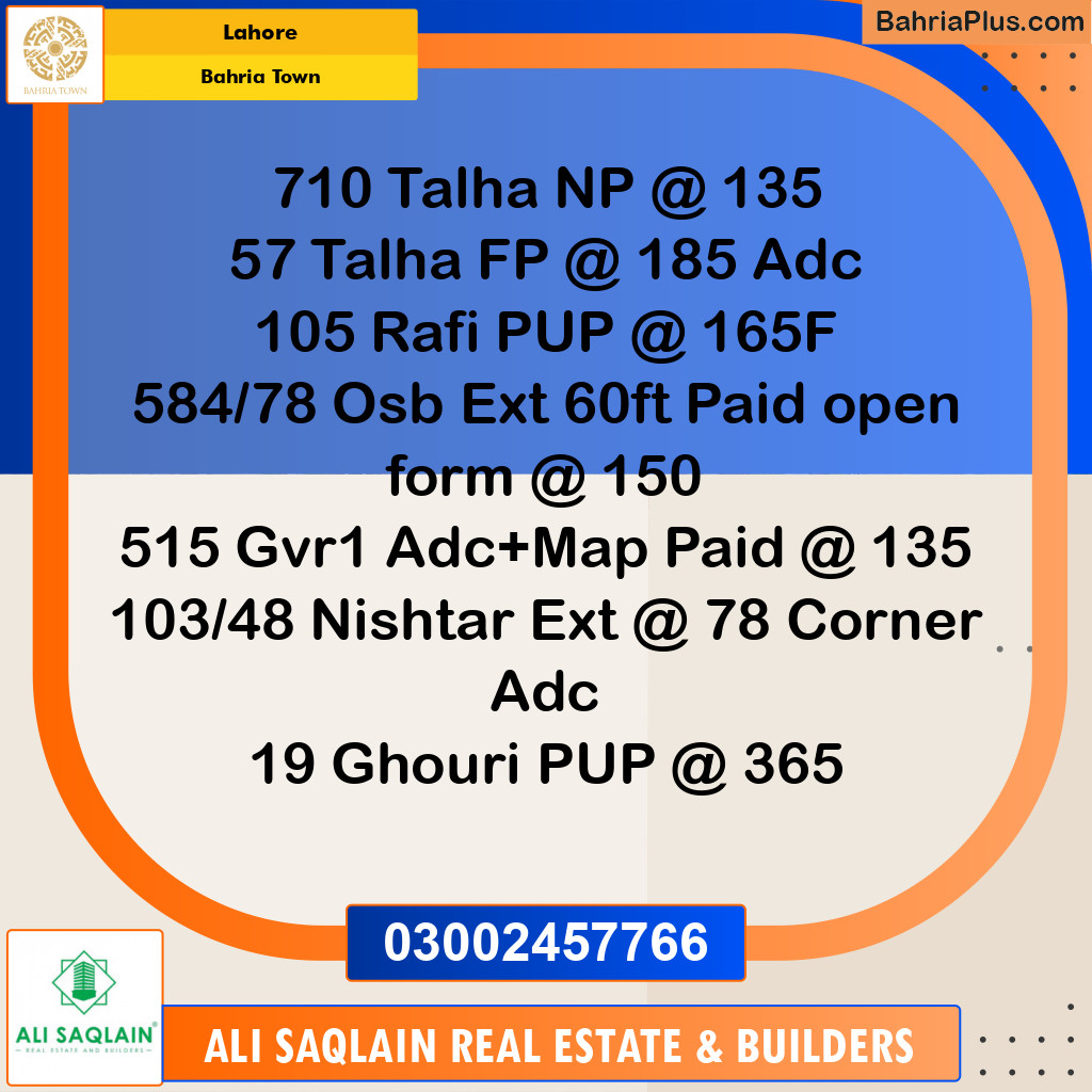 Residential Plot for Sale in Bahria Town, Lahore - (BP-292034)