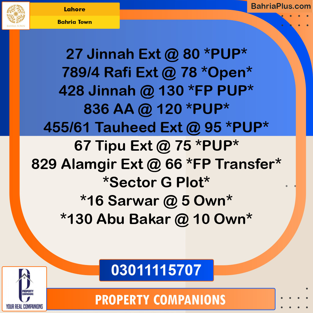 Residential Plot for Sale in Bahria Town, Lahore - (BP-292038)